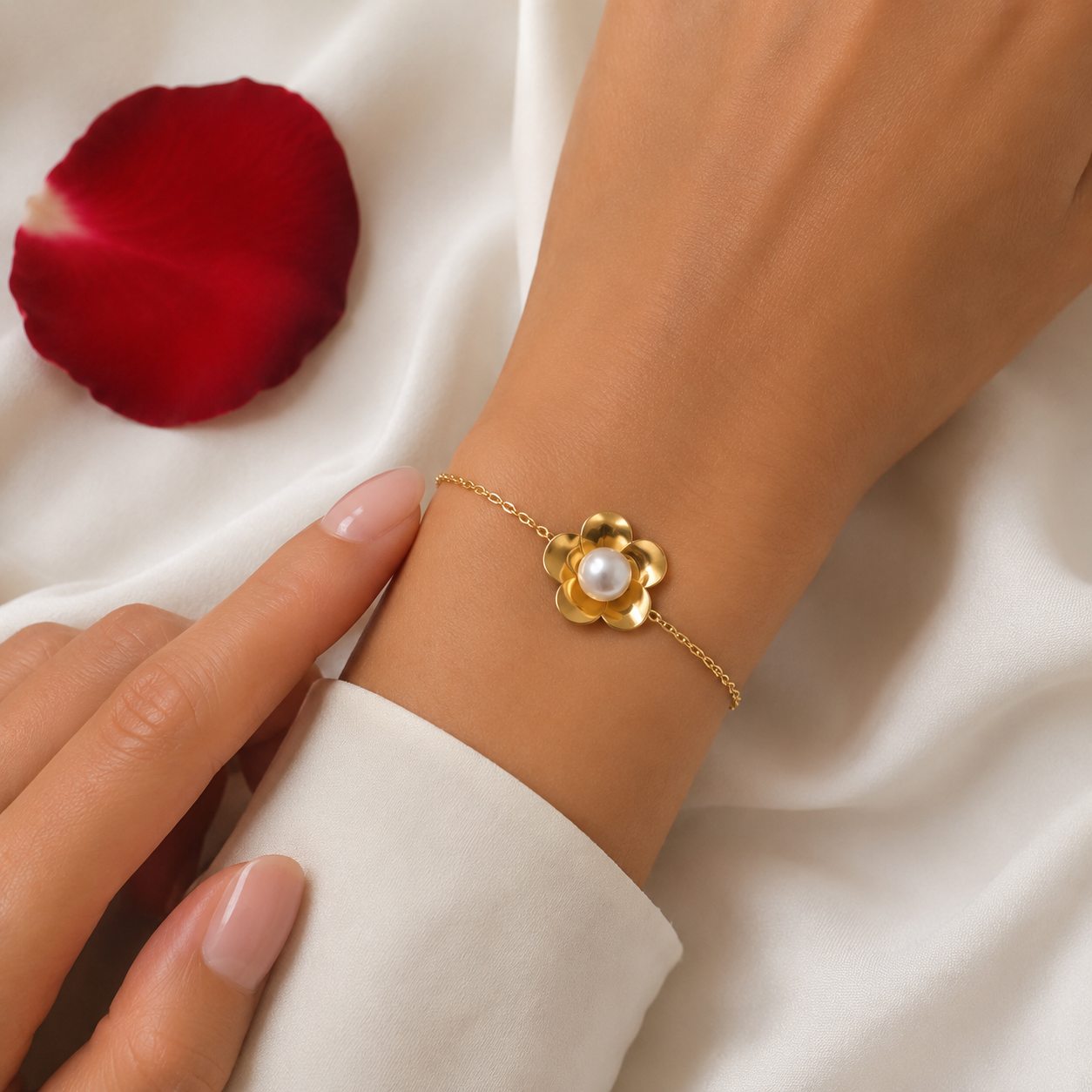 Bracelet Nœud Doré avec Pierre Brillante – Élégant & Féminin